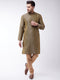 Vastramay Men's Black And Rose Gold Silk Blend Kurta With Churidar Set